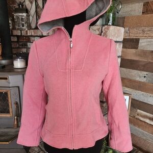 Pink 100% Wool Womens Hooded Jacket Size L By Alexandra Bartlett